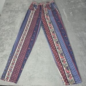 Vintage Niki-Lee California Floral Patchwork High Rise Cotton Pants Size 7